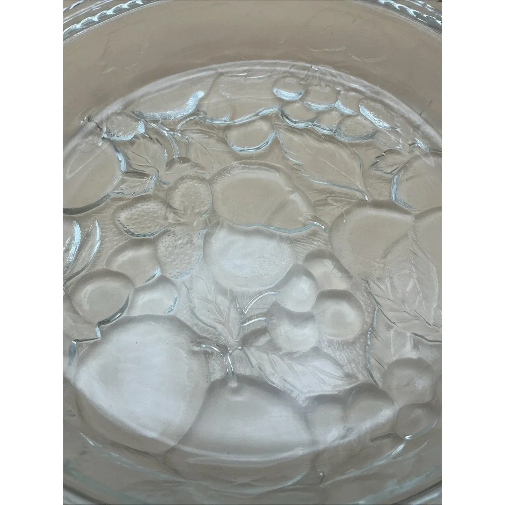 Vintage Libbey Orchard Fruit Clear Glass Casserole Lid 9